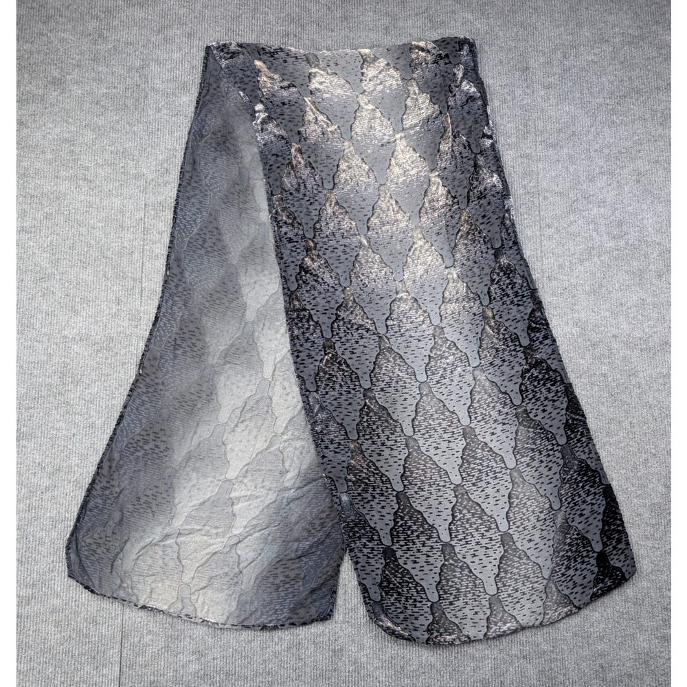 Kevin O'Brien Studio Scarf Velvet Burnout Silk Rectangle 70x29 Art To Wear Gray